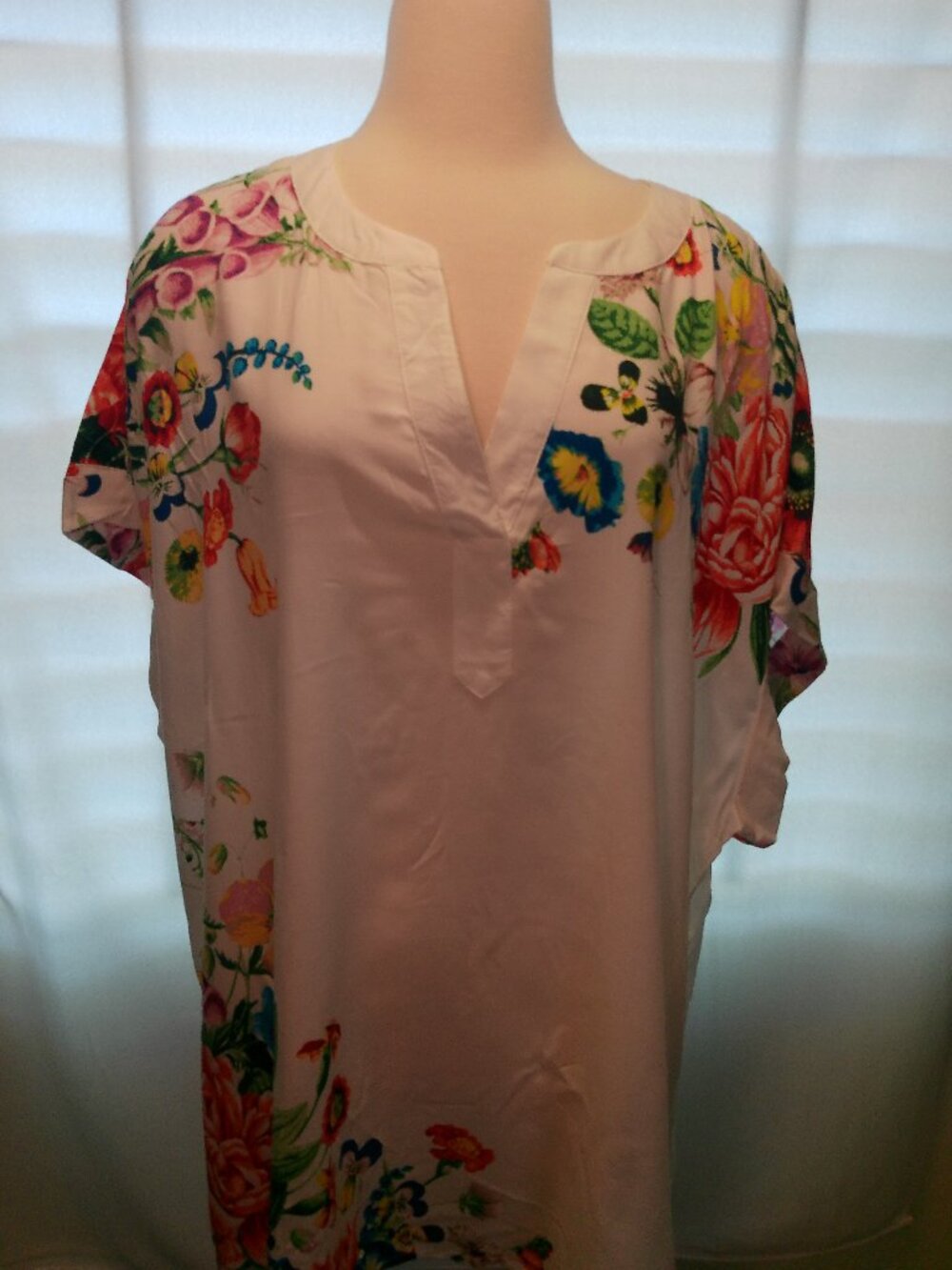 Blouse Jane & Delancey White Floral Pullover Short Sleeve Size 3X